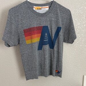 Aviator Nation women’s Charcoal Tee with Rainbow Logo